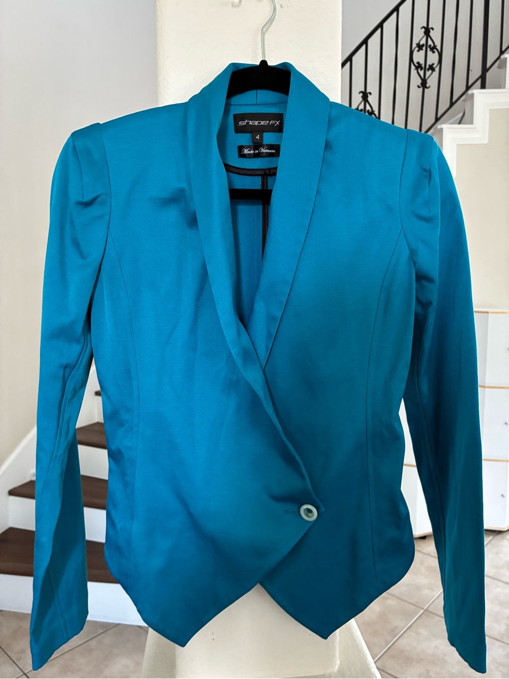 Shape FX Women's Teal Shawl-Collar Blazer